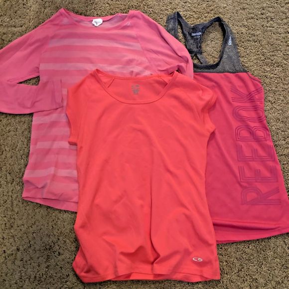 Champion Reebok Womens Workout Tops Pink Size XS Set of 3 - Picture 1 of 16